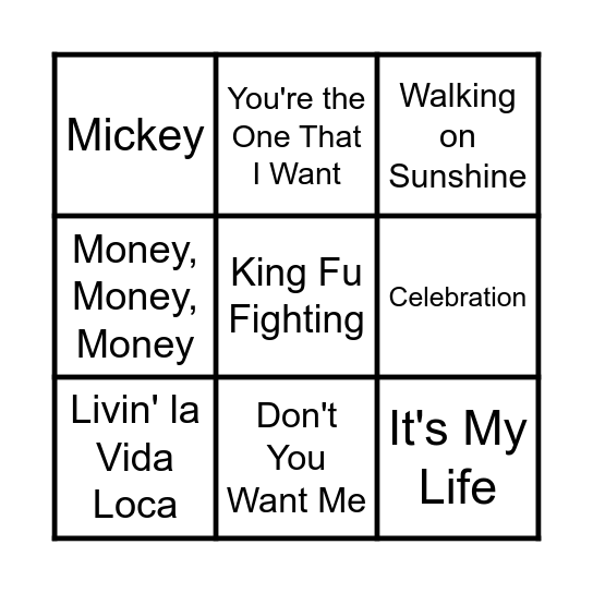 Summit Musical Bingo Card
