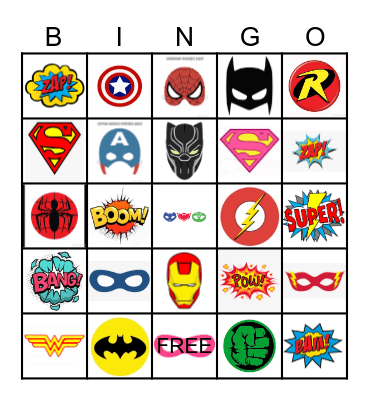 Superhero Bingo Card