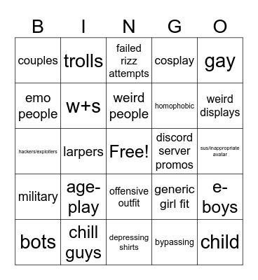dollhouse roleplay bingo card Bingo Card