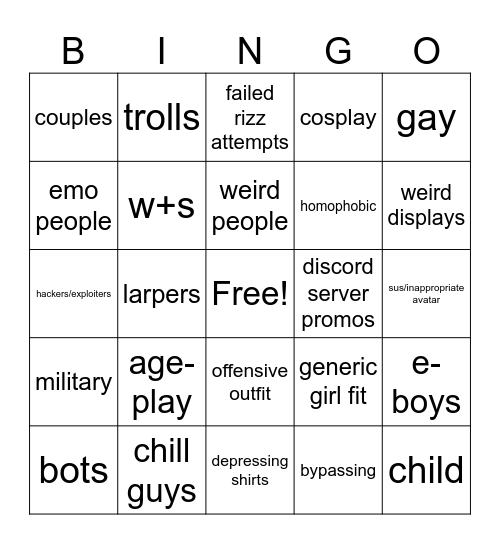 dollhouse roleplay bingo card Bingo Card