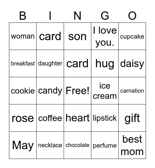 Mother's Day Bingo Card