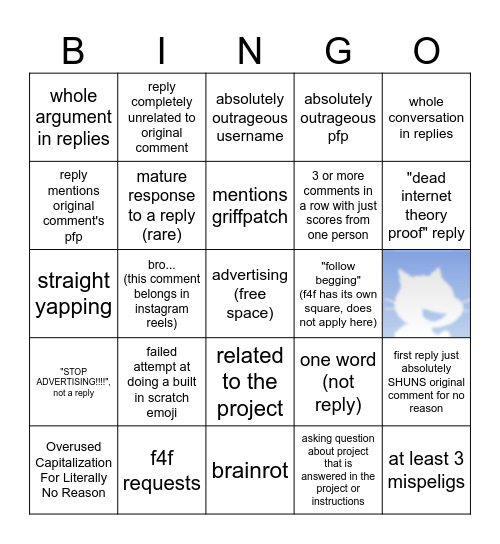 scratch comment bingo Card