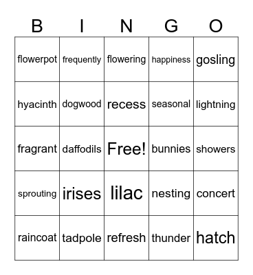 Spring Bingo Card