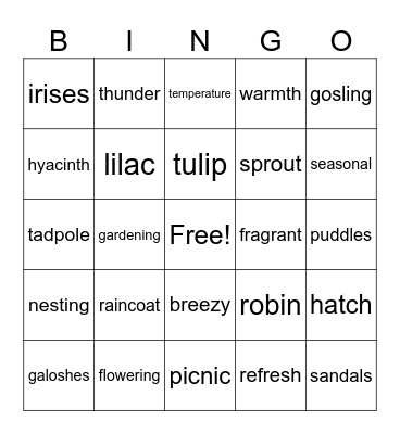 Spring Bingo Card