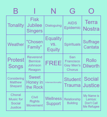 Social Justice Bingo Card