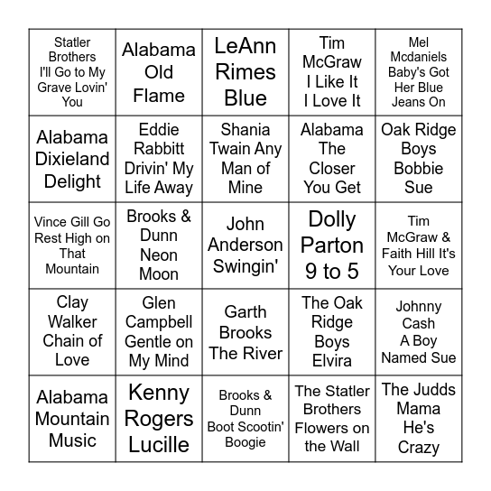 COUNTRY - VOL. 2 Bingo Card