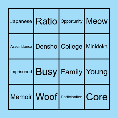 Lia’s BINGO Card