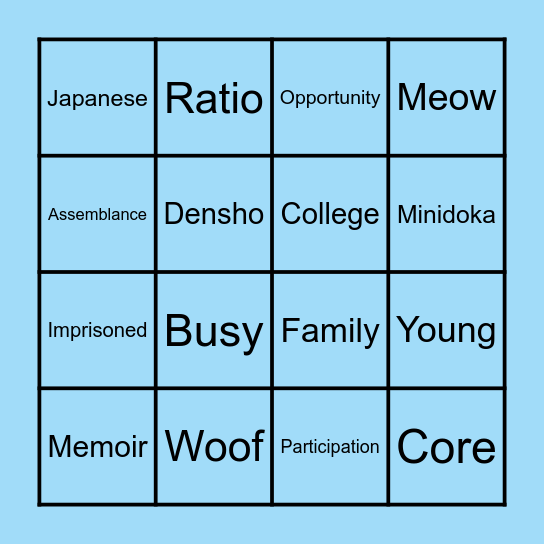 Lia’s BINGO Card