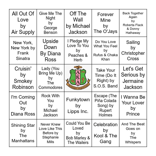 7 Shades of P & G Mix Bingo Card