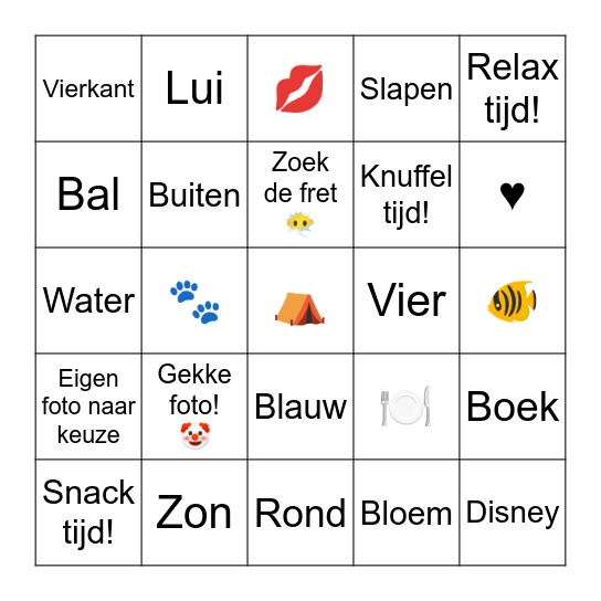 Fretten Pret Bingo Card