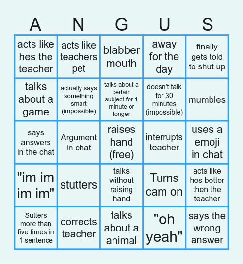 angus bingo Card