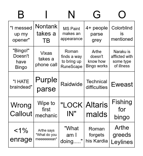 The Blades Bingo Card