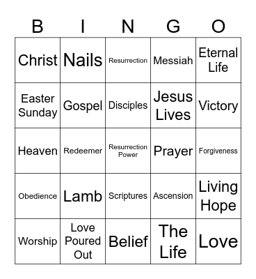 "Into a Living Hope" Bingo Card
