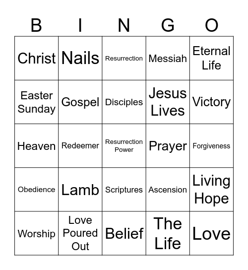 "Into a Living Hope" Bingo Card
