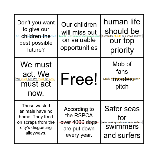 Persuasive language techniques Bingo Card