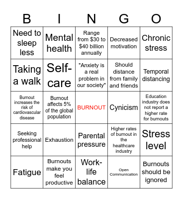 You Care A Lot...Take Care Of You! Bingo Card
