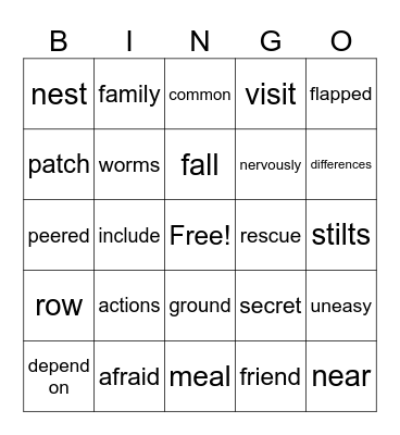Little Flaps Learns to Fly Bingo Card