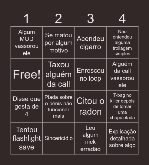 Bingo do Vovô Dark Bingo Card