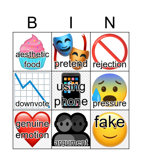 Nosedive Bingo Card