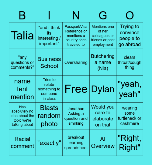 IB bingo Card