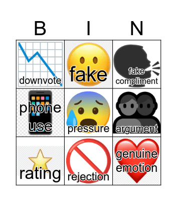 Nosedive Bingo Card