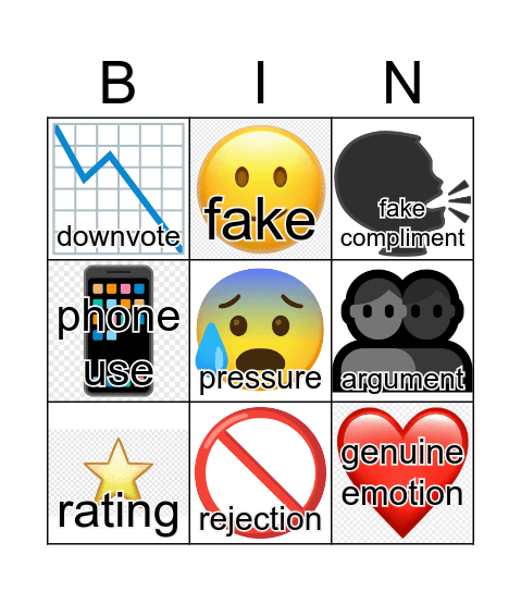 Nosedive Bingo Card
