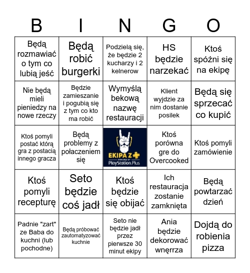 Ekipa z + PlateUp! Bingo Card