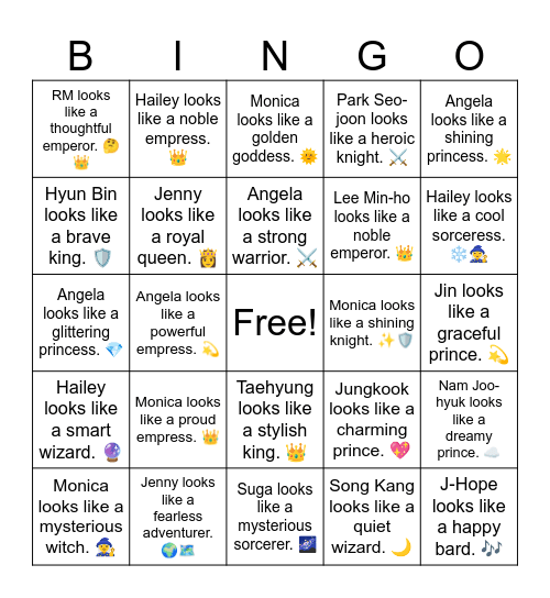 B11 U15 J-Hope looks like a happy bard. 🎶 Bingo Card