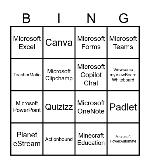 Learning Tech Tools Bingo Card