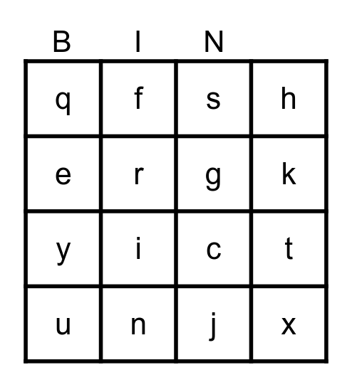 Alfabet bingo Card