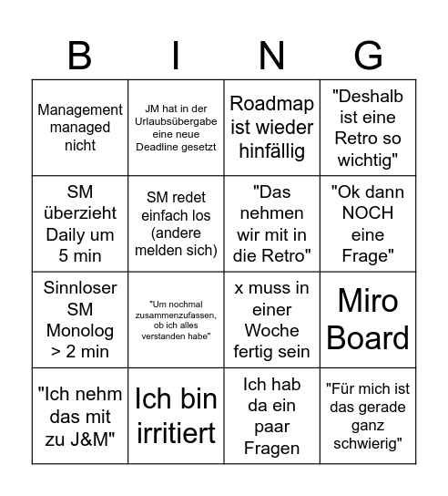 Daily Bullshit bingo Card