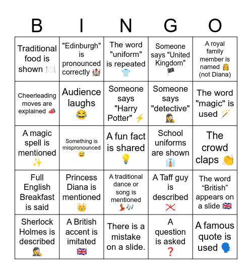 Presentation Bingo Card