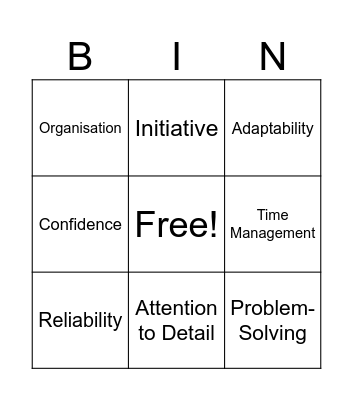 Employability Bingo Card