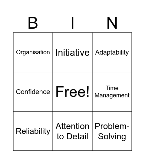 Employability Bingo Card