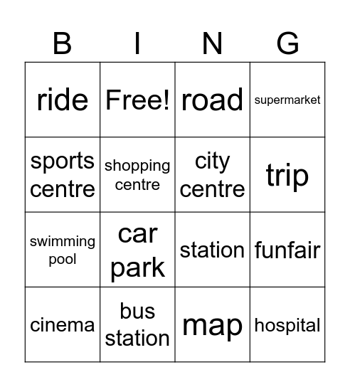 Unit 8 Vocabulary Bingo Card