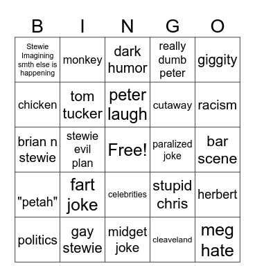 family guy Bingo Card