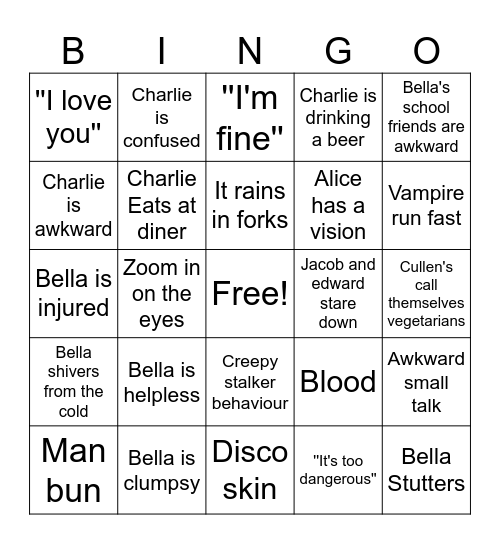 Twilight Bingo Card