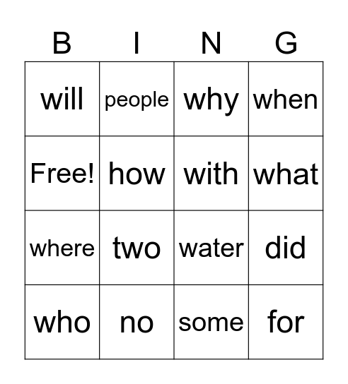 Basic SW4Bingo Card