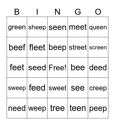 EE Bingo Card