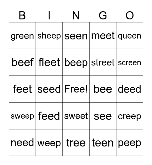 EE Bingo Card