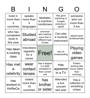 Pandora Office Bingo Card