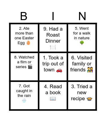 Bank Holiday Bingo! Bingo Card