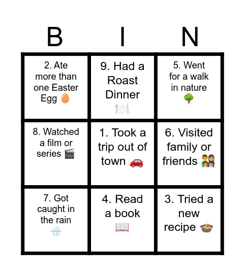 Bank Holiday Bingo! Bingo Card