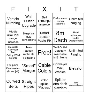 Satisfactory Bingo 1.1 Bingo Card