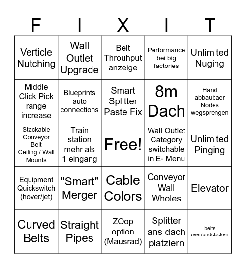 Satisfactory Bingo 1.1 Bingo Card