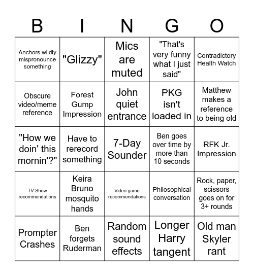 MORNING CREW BINGO Card
