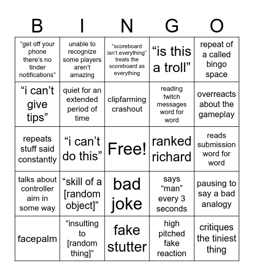 Flats Bingo Card