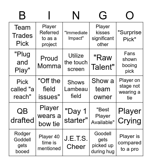 Draft Bingo Card