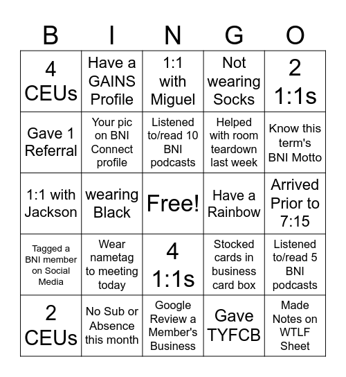 Tidal Revenue April 2025 Bingo Card