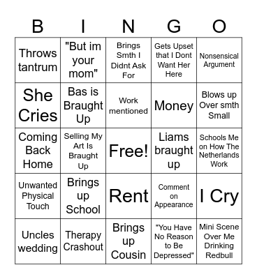 Mothers Visit✌️ Bingo Card